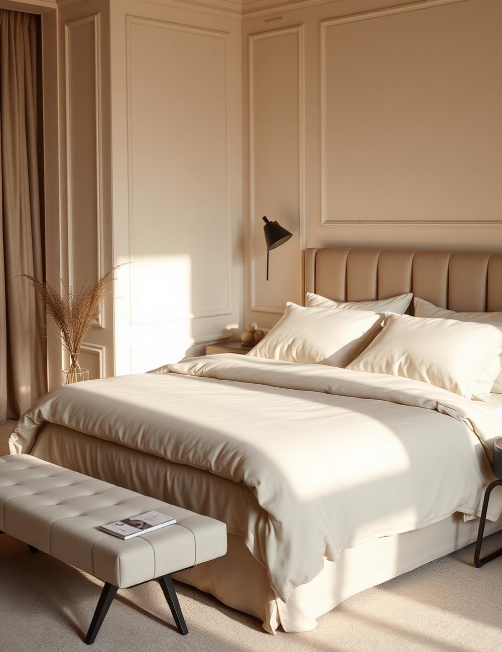 Serene bedroom suite with linen bedding
